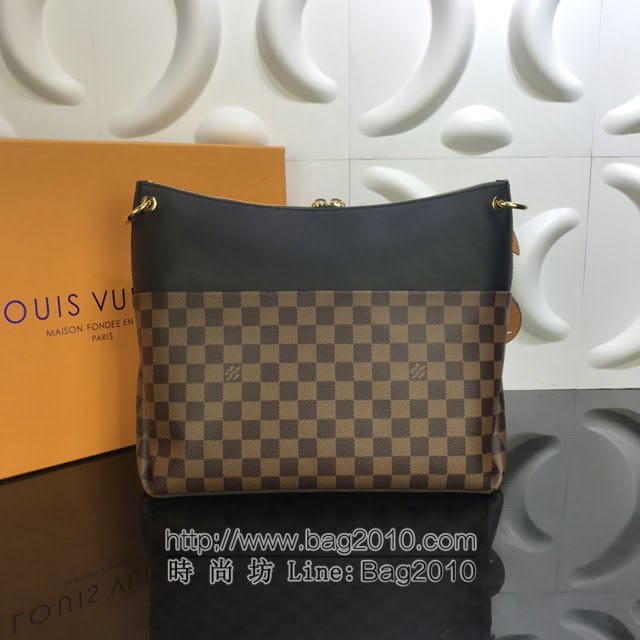 Louis Vuitton新款女包 N40369 路易威登卡其绿粒面小牛皮拼棕色方格子手提包 MAIDA手袋 LV棋盘格肩背手提包  ydh4194